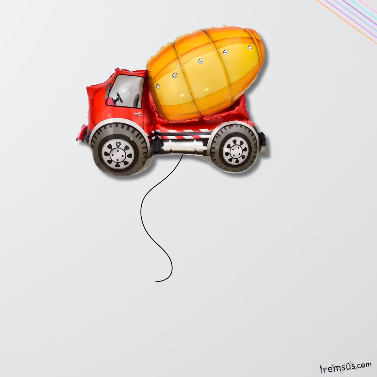İnşaat Konsept Mixer Kamyon Figür Folyo Helyum Balon 80 Cm