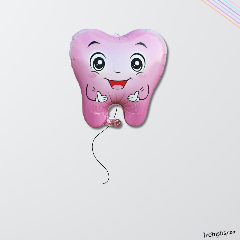 Diş Figür Pembe Renk Folyo Helyum Balon 24''