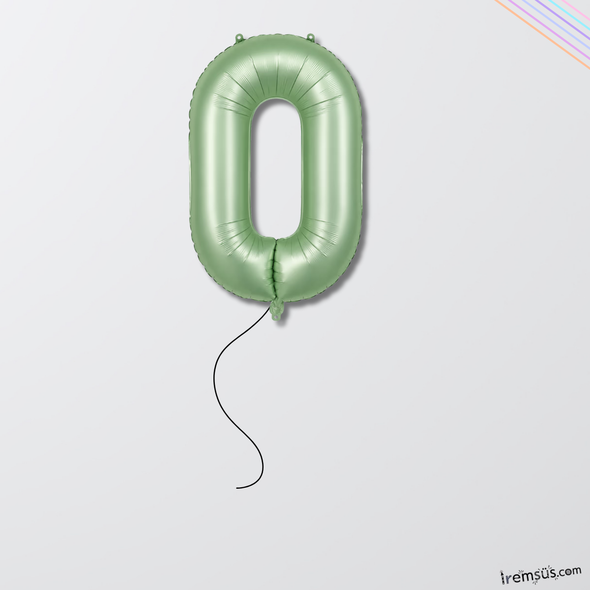 0 Rakam Retro Yeşil Renk Folyo Helyum Balon 76 Cm