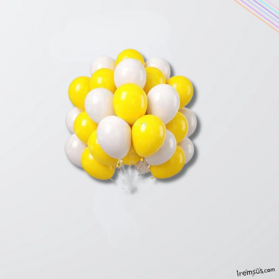 Sarı Beyaz Pastel Ton Karışık Renk Balon 12'' 10 Adet Papatya Konsept Parti Süsleme Balonu