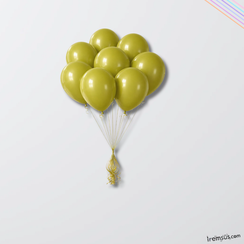 Zeytin Yeşili Renkli Pastel Lateks Balon 10 Adet 12'' Yeşil Renk Balon Süsleme Balonu
