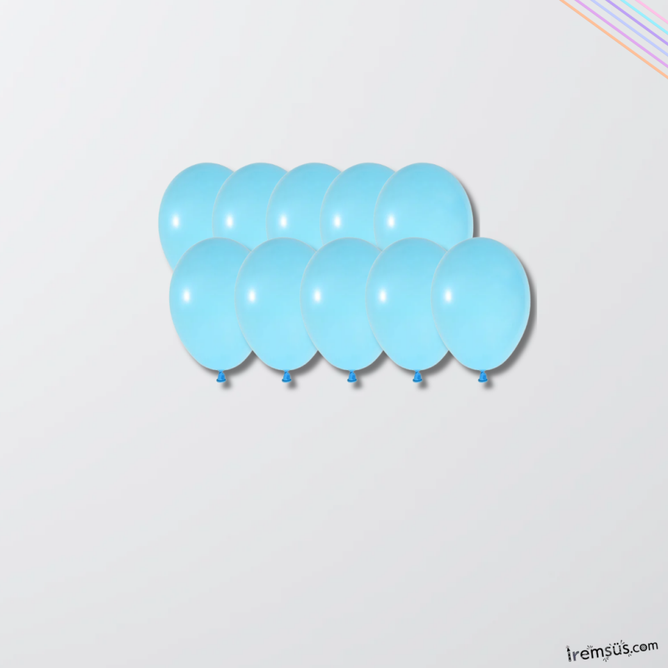 Mavi Renkli Mini Pastel Ton Lateks Balon 20 Adet 5'' Mavi Konsept Süsleme Balon