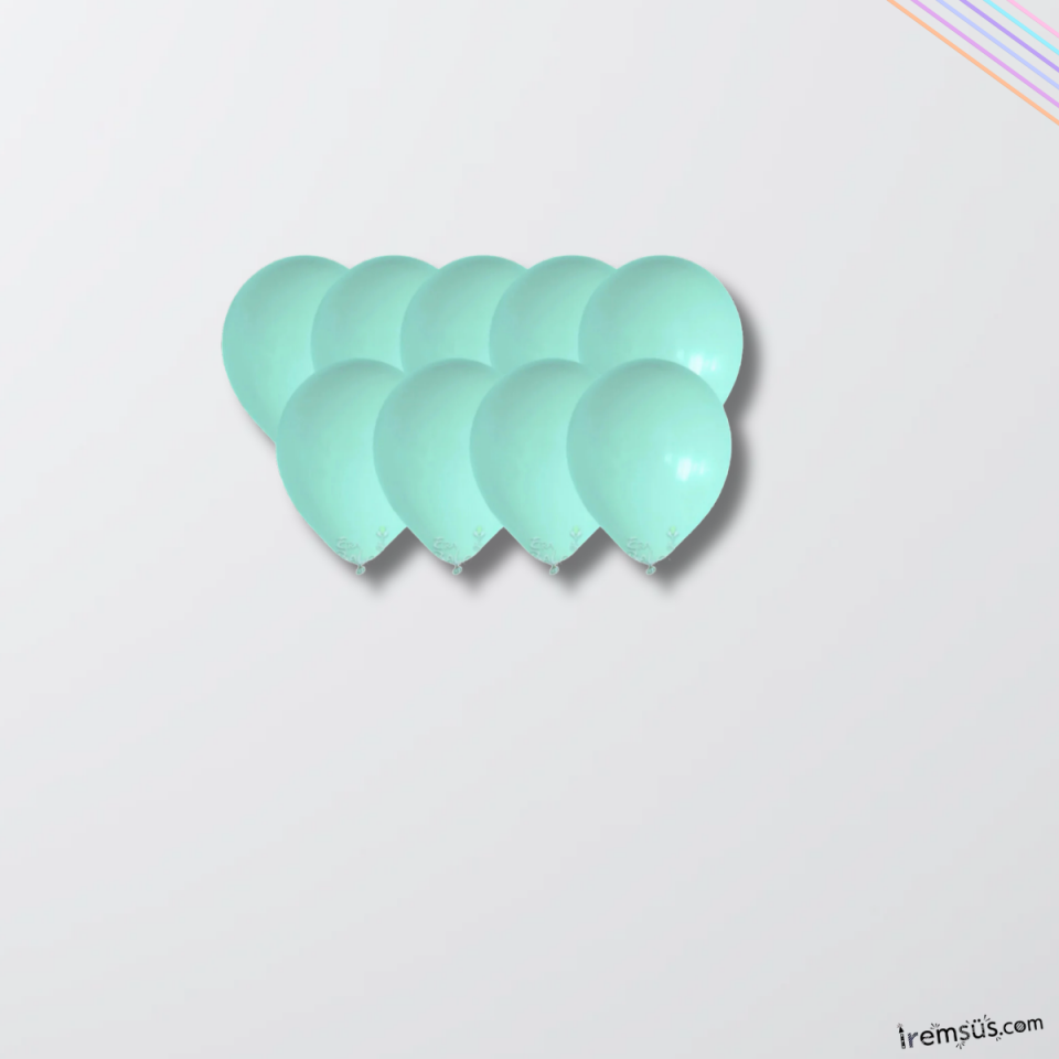 Su Yeşili Renkli Mini Pastel Ton Lateks Balon 20 Adet 5'' Makaron Konsept Süsleme Balon