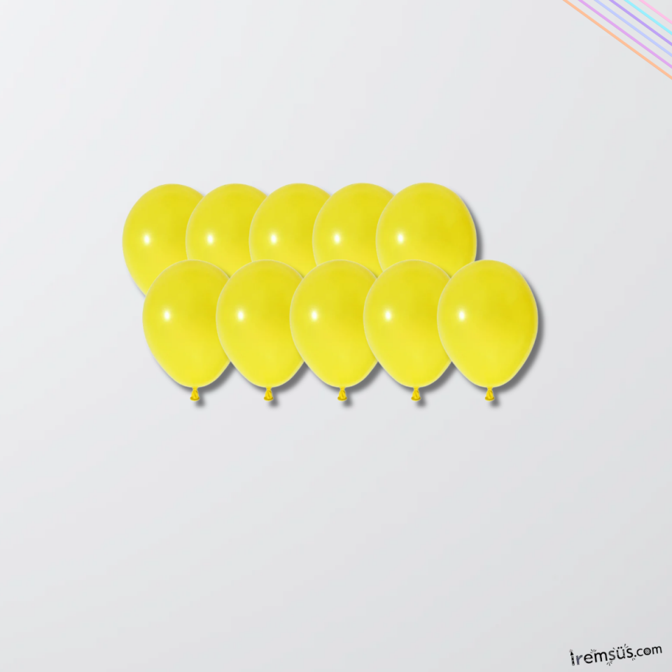 Sarı Renkli Mini Pastel Ton Lateks Balon 20 Adet 5'' Sarı Konsept Süsleme Balon