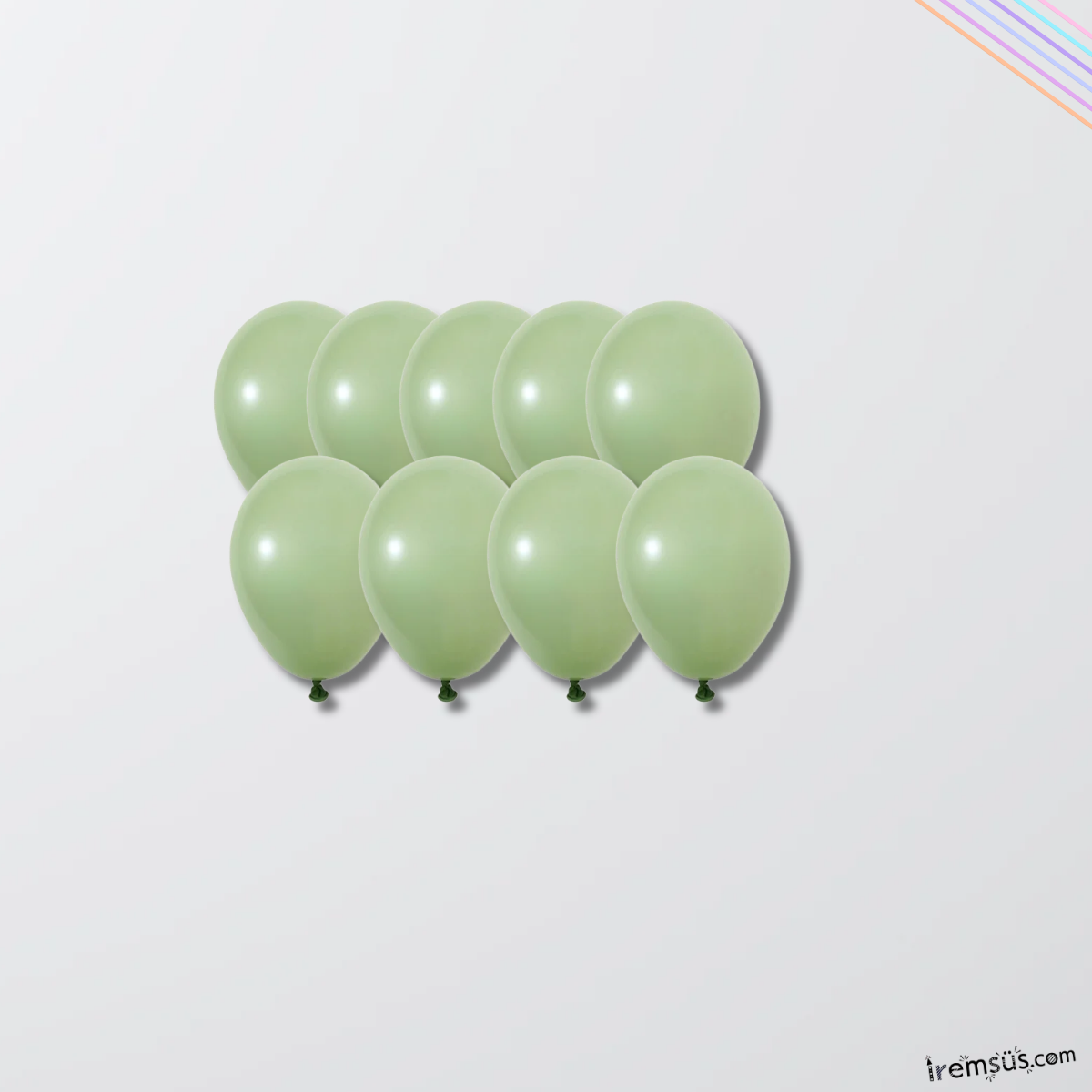Küf Yeşili Renkli Mini Pastel Ton Lateks Balon 20 Adet 5'' Retro Konsept Süsleme Balon