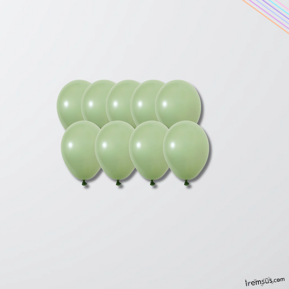 Küf Yeşili Renkli Mini Pastel Ton Lateks Balon 20 Adet 5'' Retro Konsept Süsleme Balon