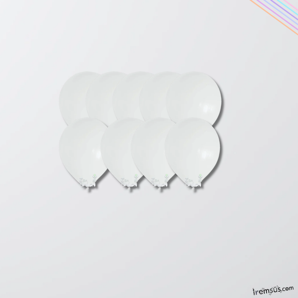 Beyaz Renkli Mini Pastel Ton Lateks Balon 20 Adet 5'' Beyaz Konsept Süsleme Balon