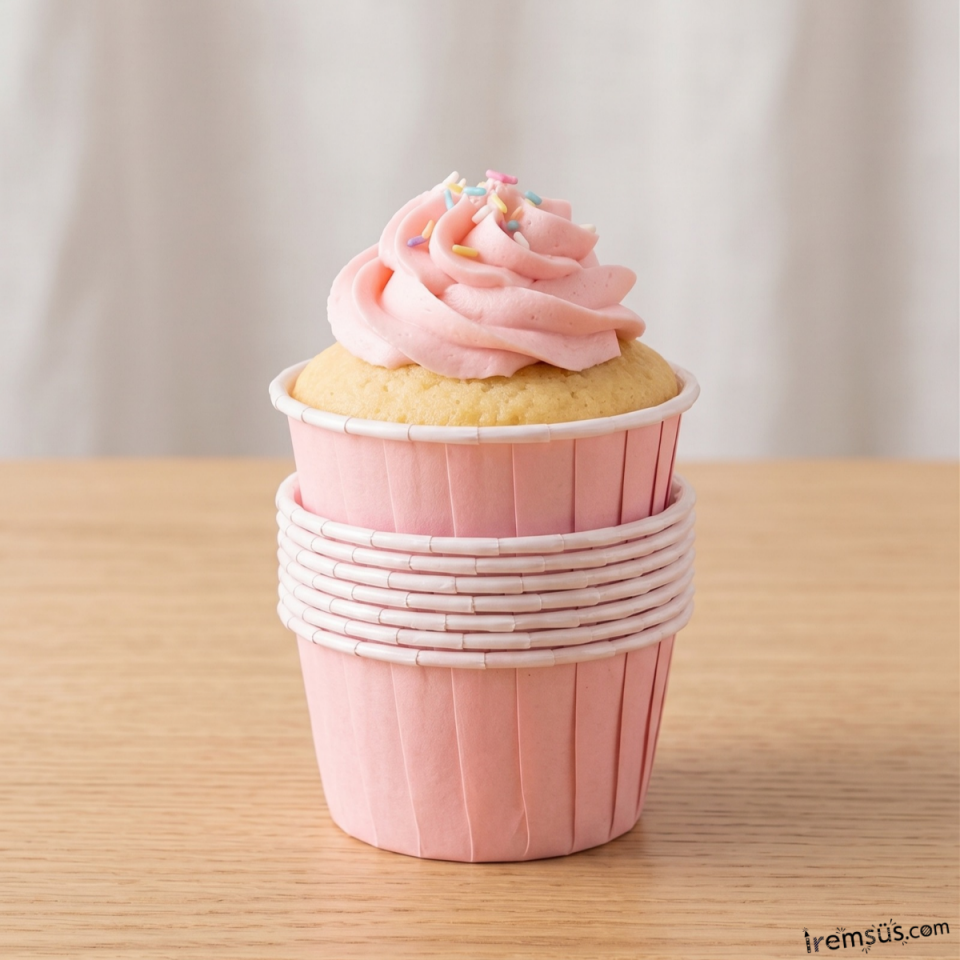 Muffin Cupcake Kalıbı Kapsülü Açık Pembe Renk 20 Adet