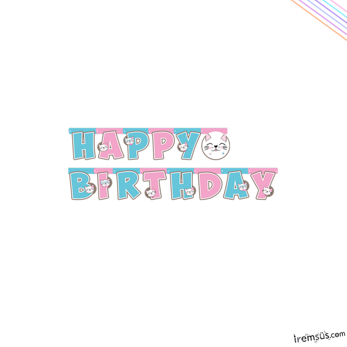 Miss Cat Konsept Doğum Günü Partisi Happy Birthday Banner Yazı 210Cm Misscat Konsept Süsleme